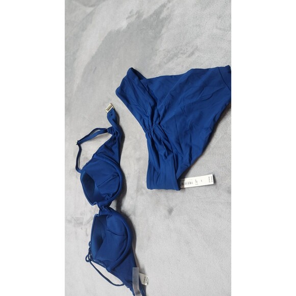 Victoria Secret Essential Ruched Blue Cheeky Bikini Top and Bottom Set NWT - Picture 8 of 9